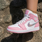 Rhinestone Swoosh Baby Pink Custom Air Jordan 1