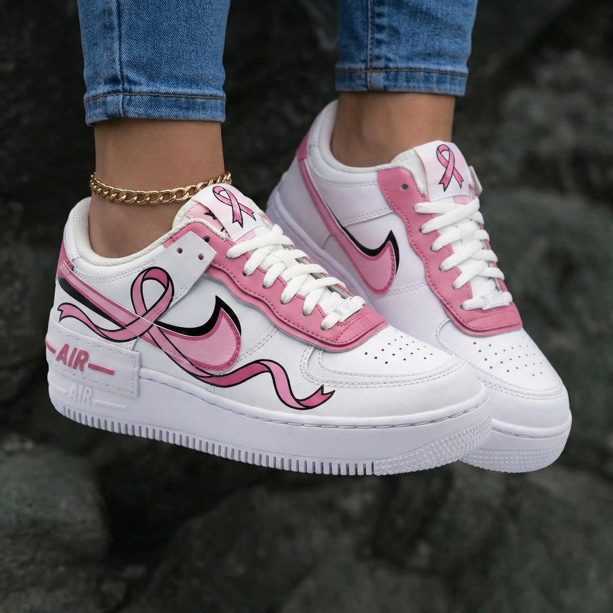 Ribbon Design Baby Pink Custom Air Force 1