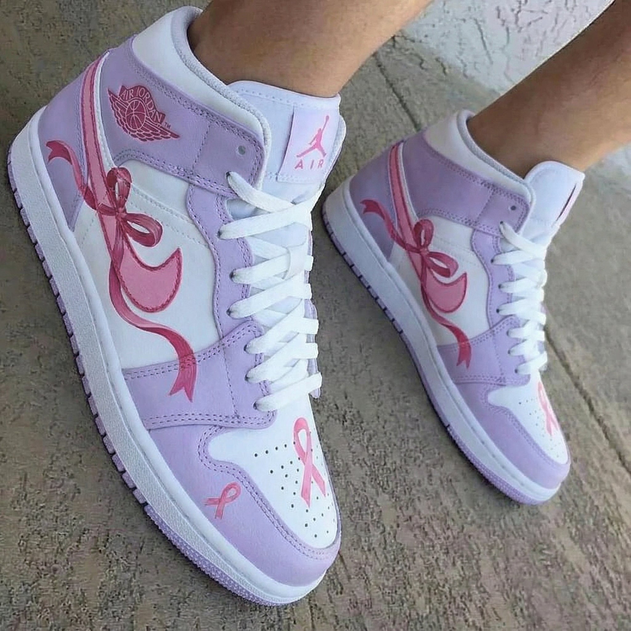 Ribbon Pattern Baby Purple Pink Custom Air Jordan 1