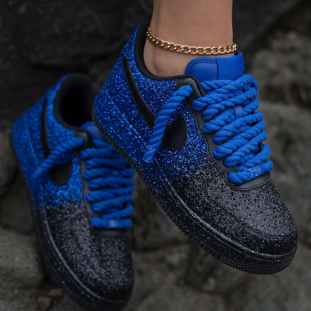 Rope Laces Gradient Blue Black Custom Air Force 1