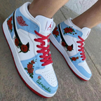 Rose Pattern Baby Blue White Custom Air Jordan 1