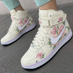Rose Pattern Baby Pink Purple Custom Air Force 1