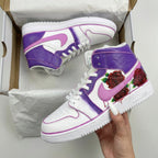 Rose Pattern Baby Pink Purple Custom Air Jordan 1