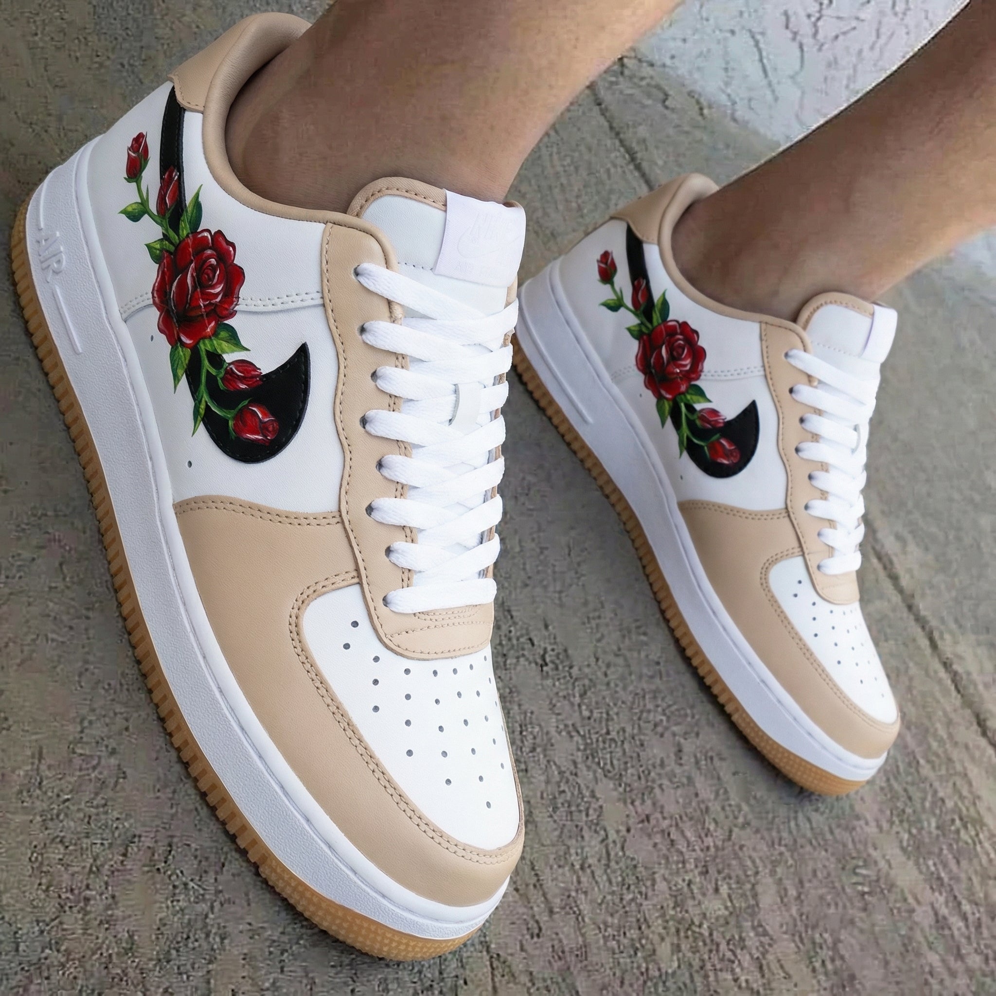 Rose Pattern Beige Custom Air Force 1