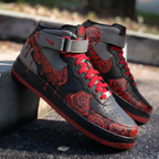 Rose Pattern Black Grey Red Custom Air Force 1