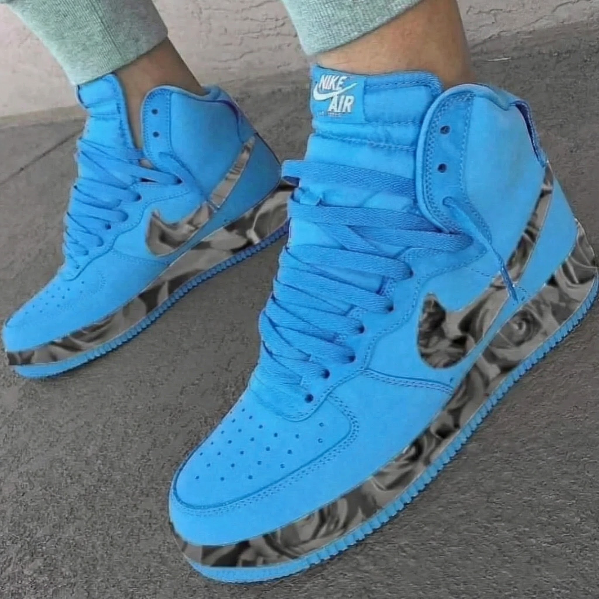 Rose Pattern Blue Custom Air Force 1