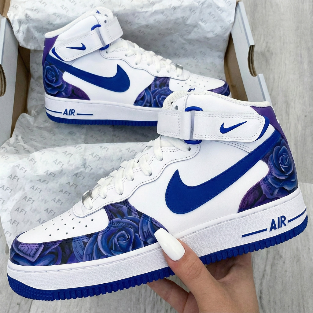 Rose Pattern Blue Purple Custom Air Force 1