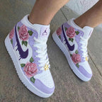 Rose Pattern Lavender White Custom Air Jordan 1