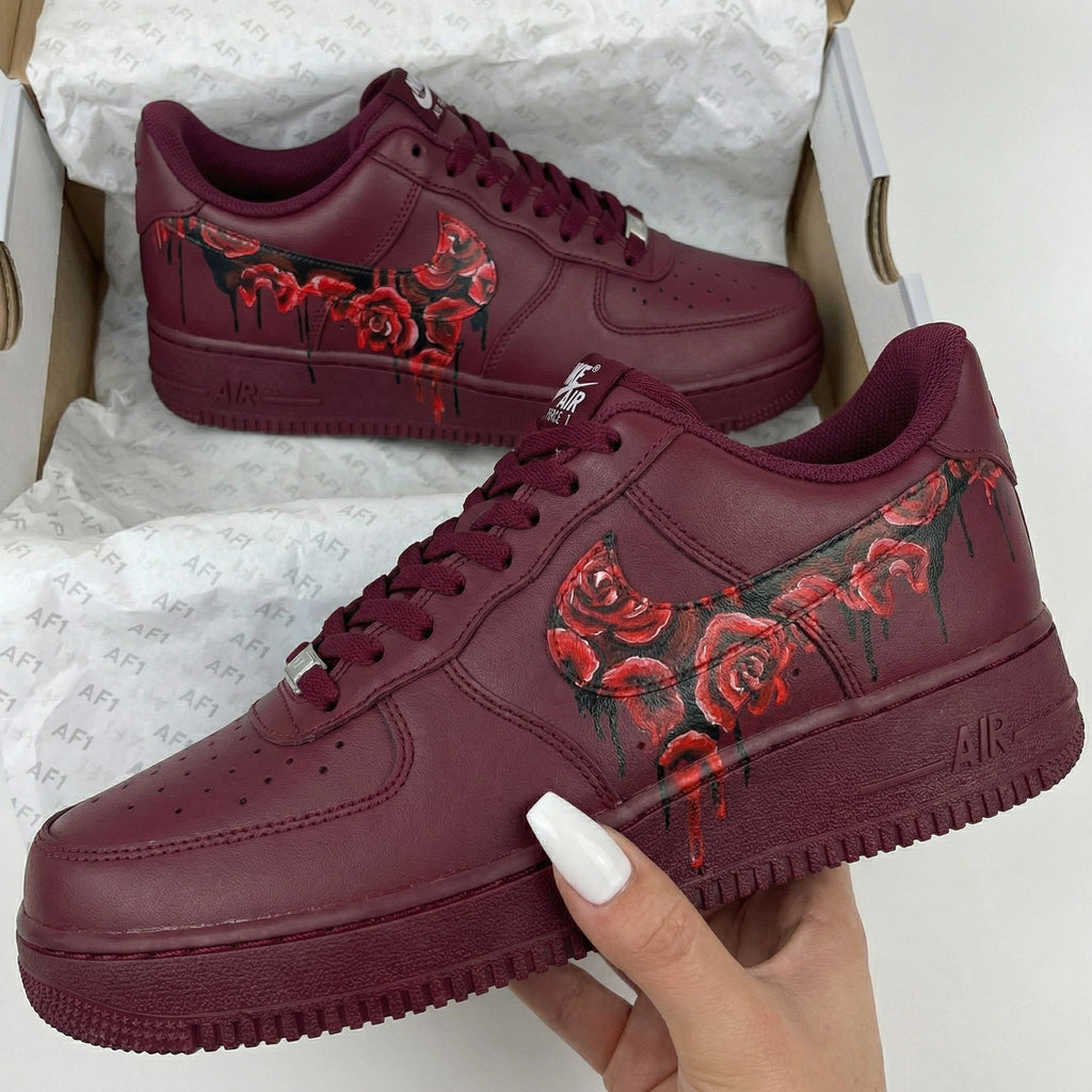 Rose Pattern Maroon Custom Air Force 1