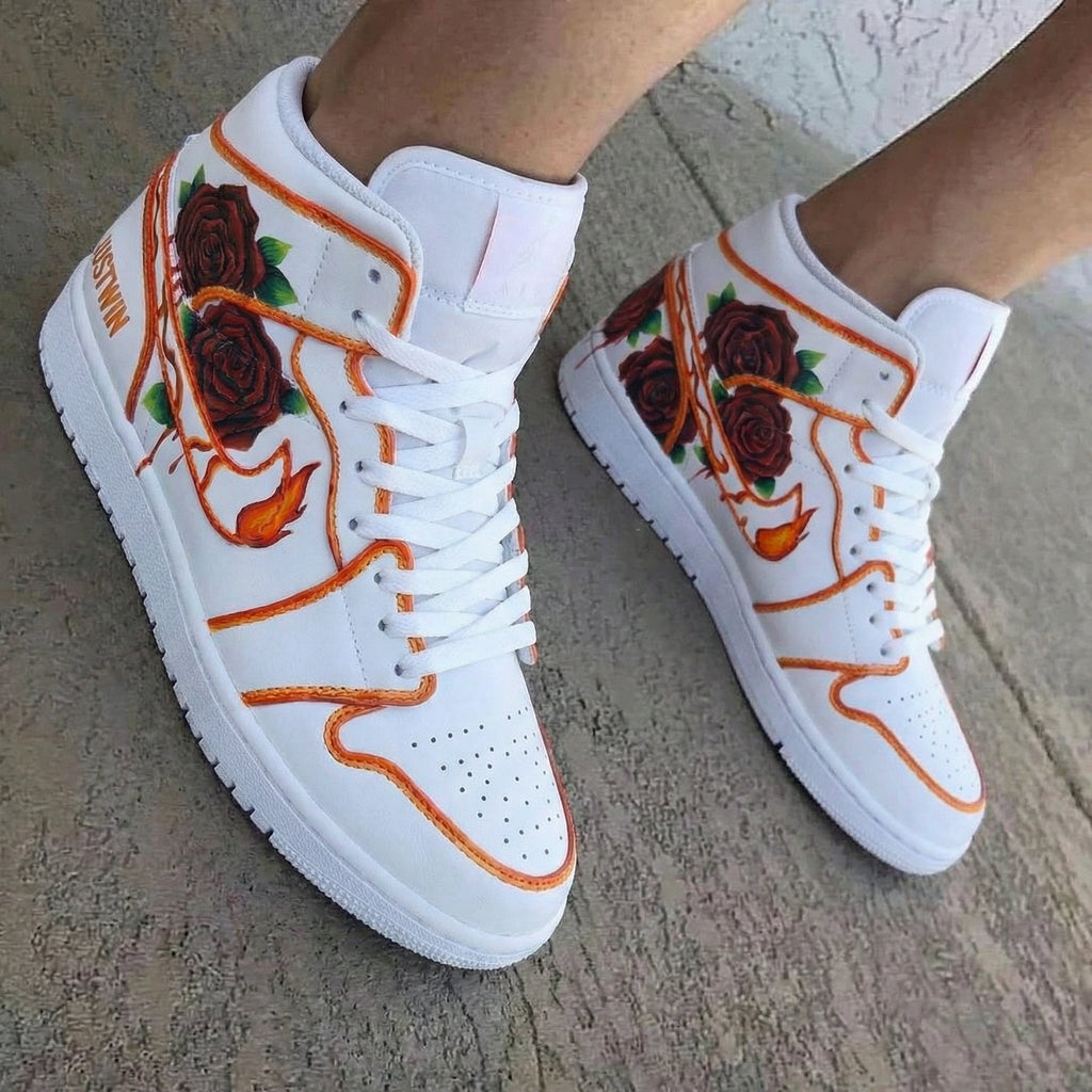 Rose Pattern Orange Custom Air Jordan 1