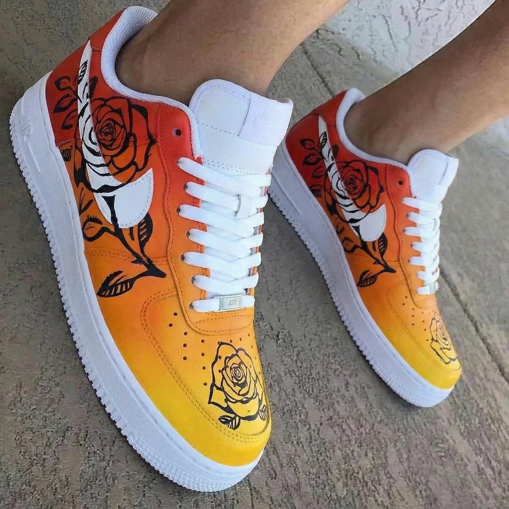 Rose Pattern Orange Red Custom Air Force 1