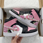 Rose Pattern Pink Black White Custom Air Jordan 1