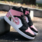 Rose Pattern Pink Black White Custom Air Jordan 1