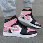 Rose Pattern Pink Black White Custom Air Jordan 1