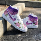 Rose Pattern Purple Baby Pink Custom Air Jordan 1