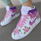 Rose Pattern Purple Baby Pink Custom Air Jordan 1