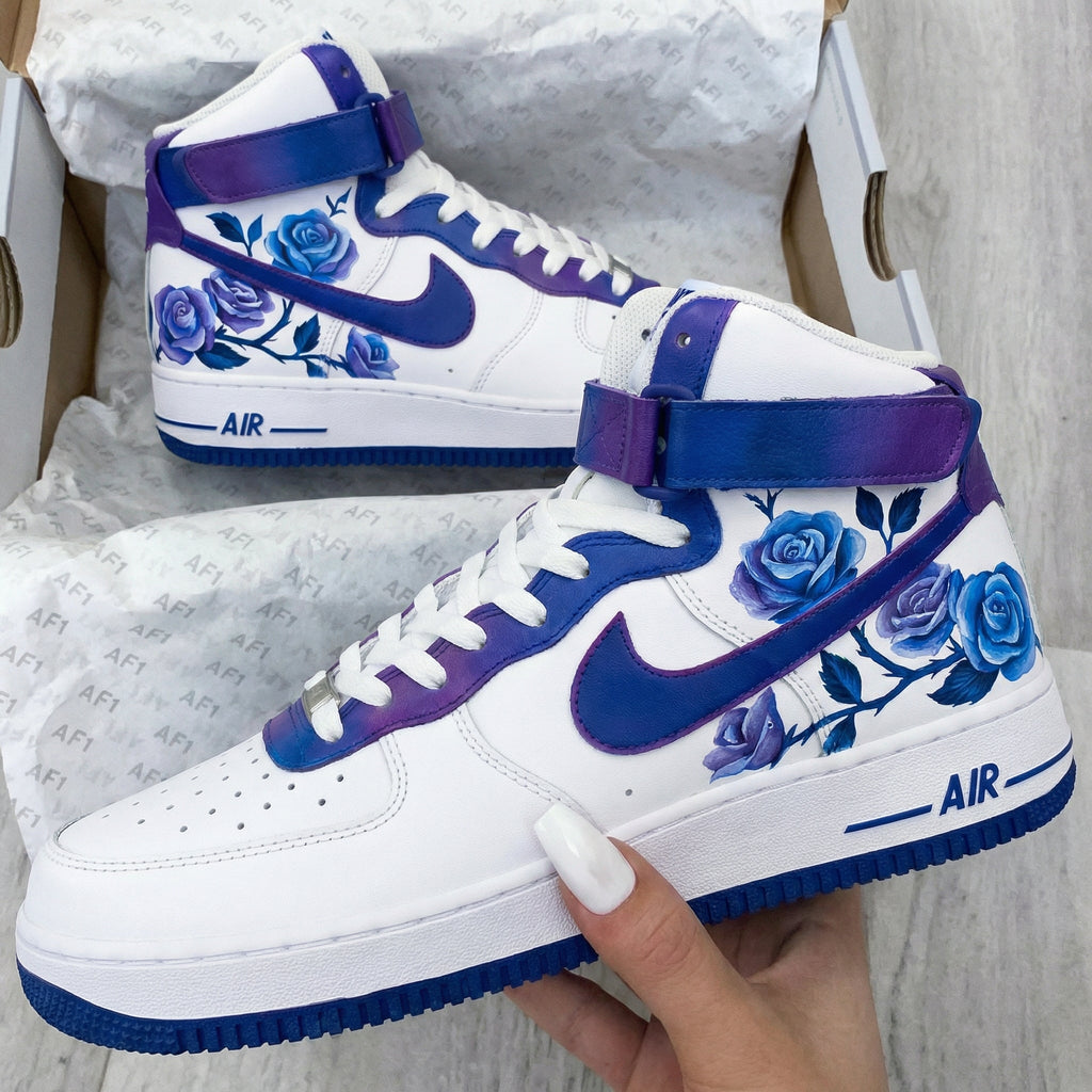 Rose Pattern Purple Blue Custom Air Force 1