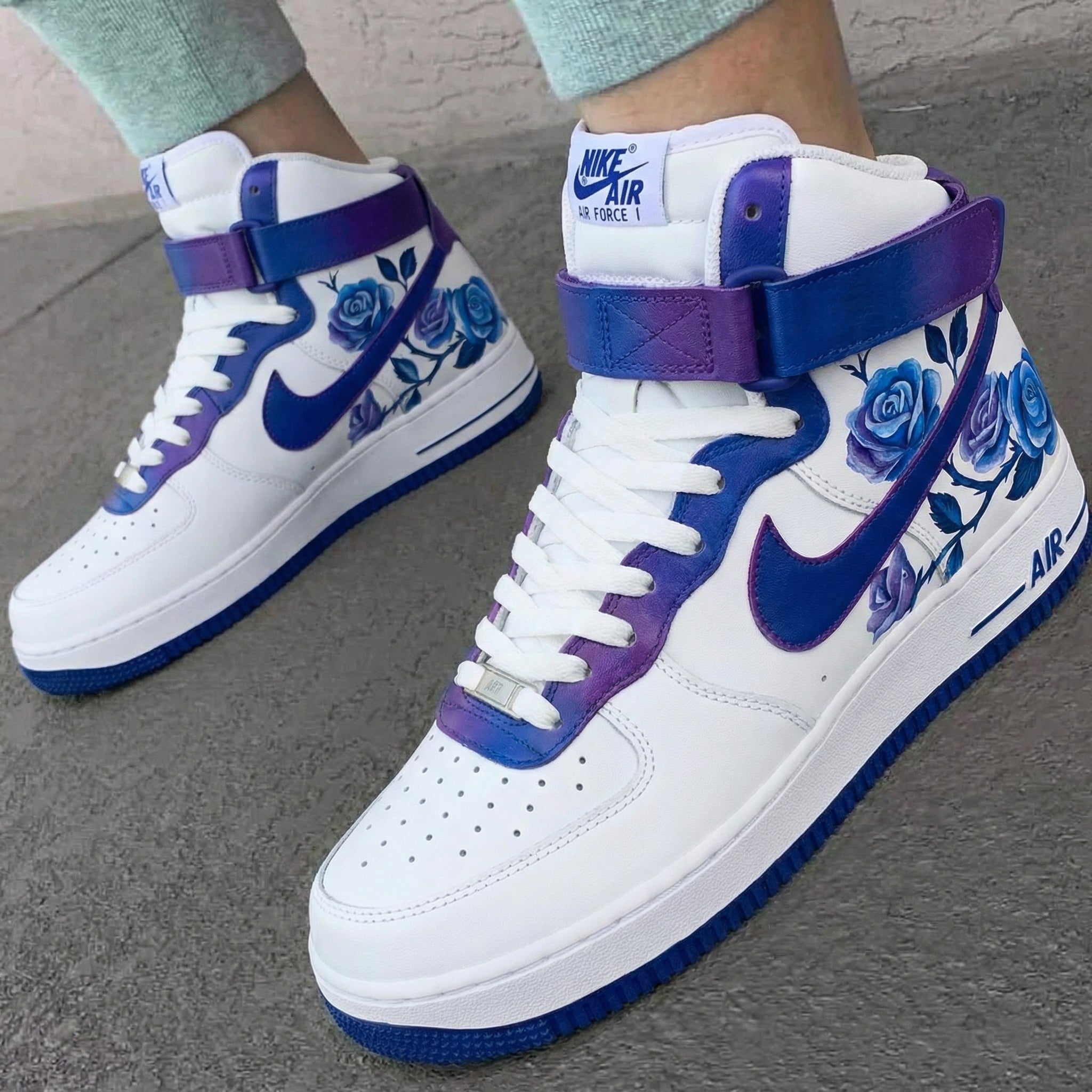 Rose Pattern Purple Blue Custom Air Force 1