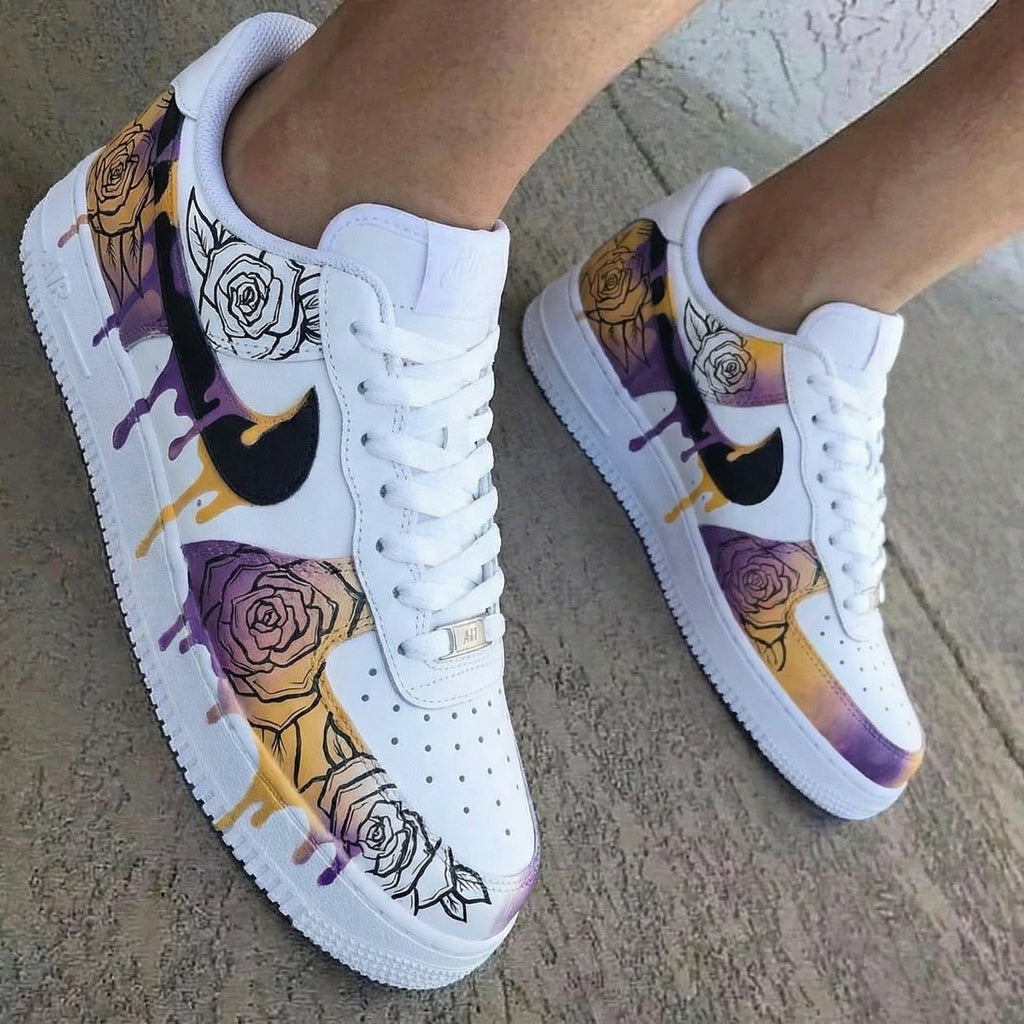 Rose Pattern Purple Orange Custom Air Force 1