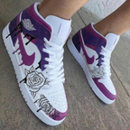 Rose Pattern Purple White Custom Air Jordan 1