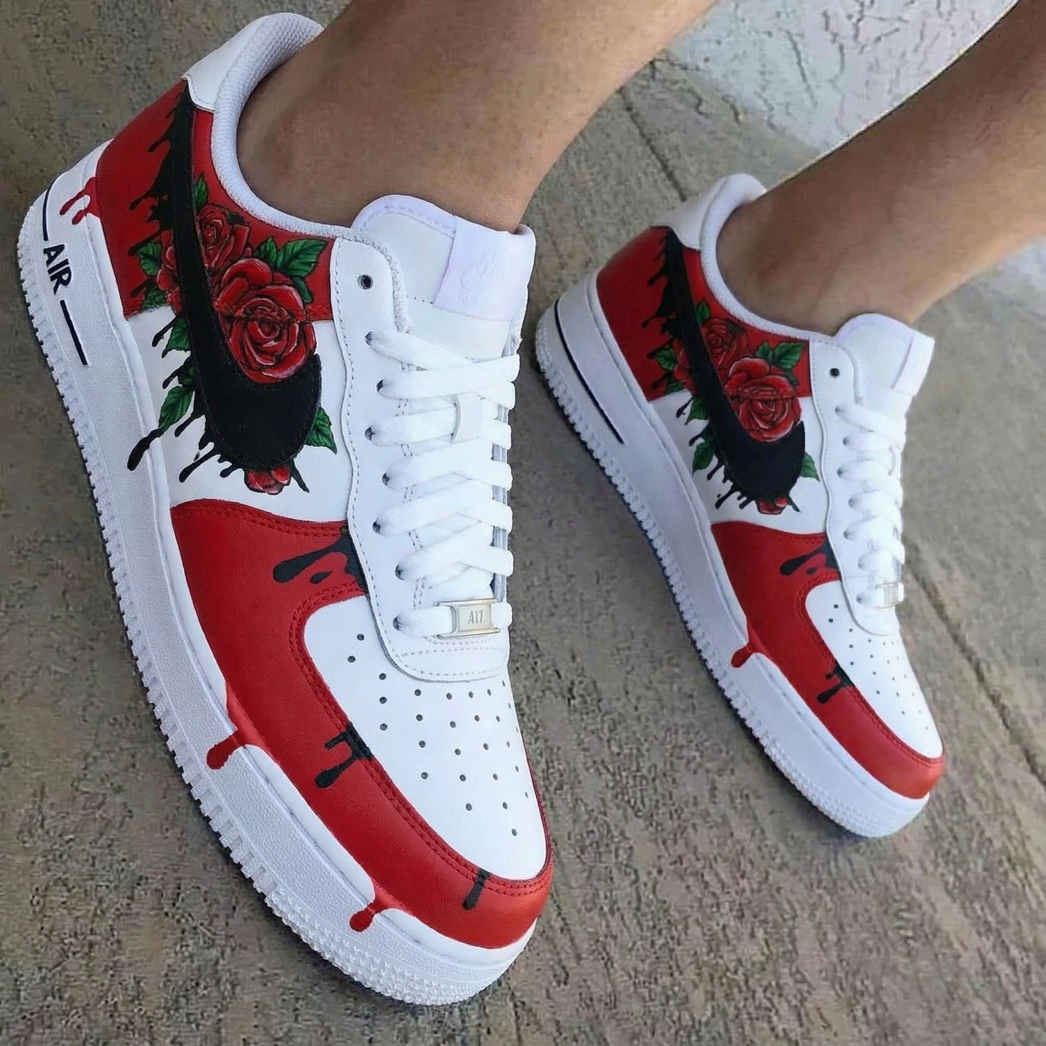 Rose Pattern Red Custom Air Force 1