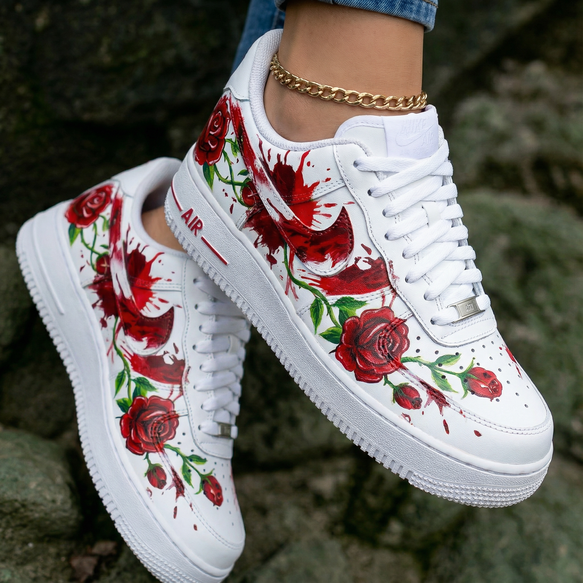 Rose Red Green Custom Air Force 1