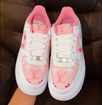 Pink Monogram L V Inspired Custom Air Force 1 Sneakers
