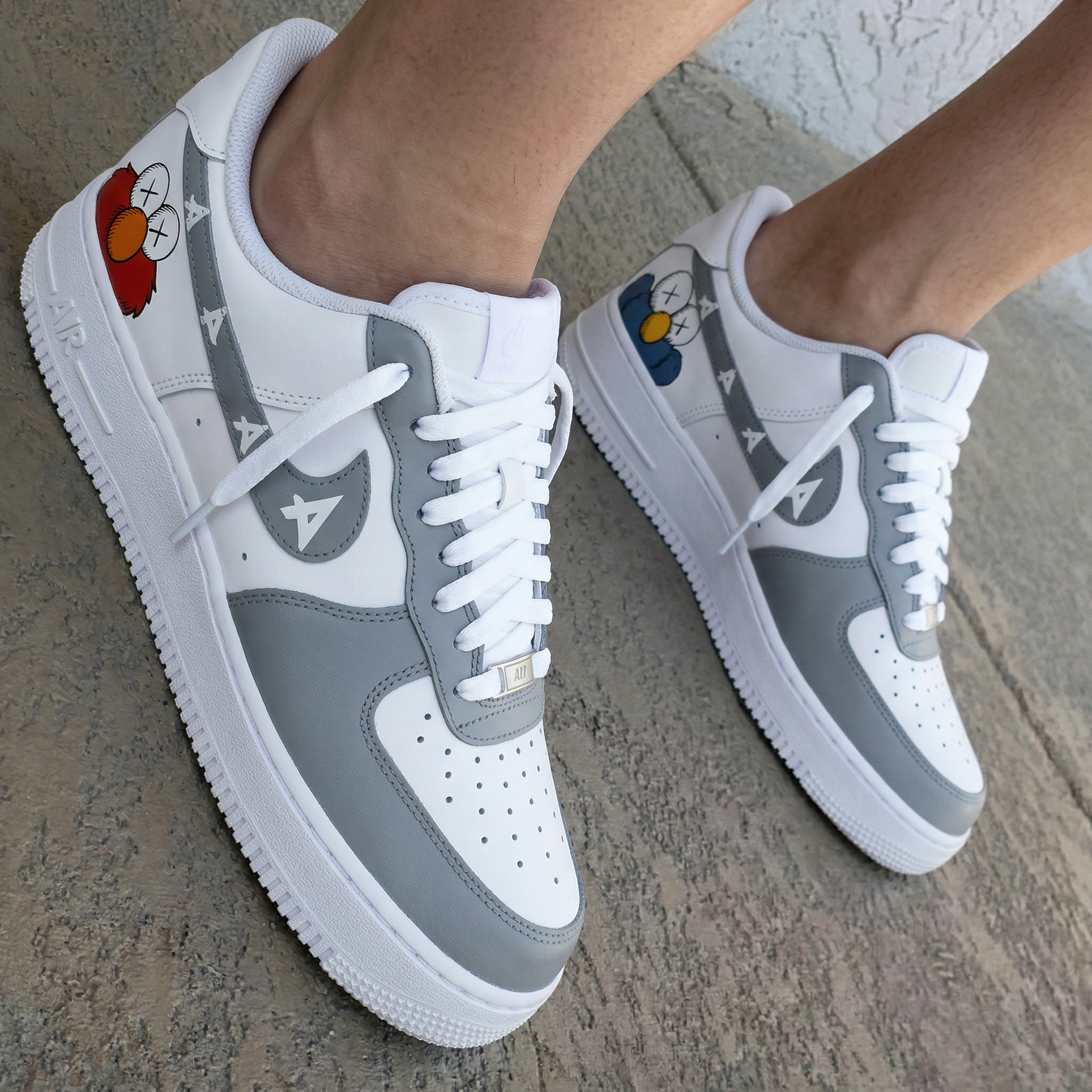 Sesame Street Character Arrows White Gray Custom Air Force 1