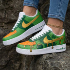 Shamrock Pot Of Gold Drip Green Orange Gold Custom Air Force 1
