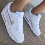 Silver Rhinestone Swoosh Custom Nike Air Max 90 Weeding Shoes