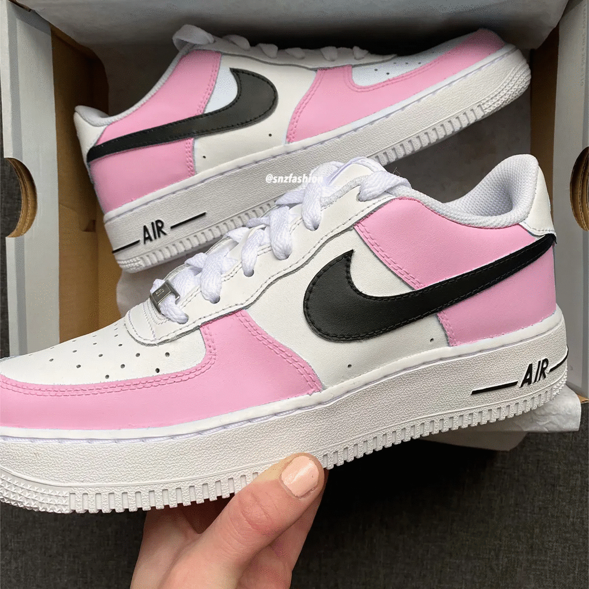 Simple Design Baby Pink Black Custom Air Force 1