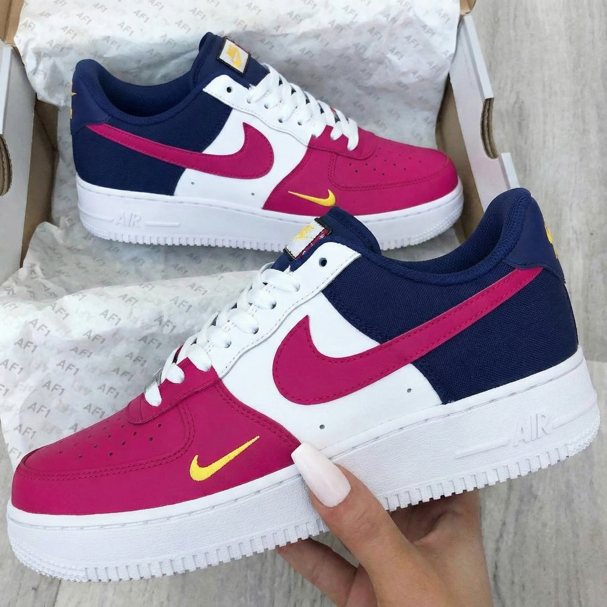 Simple Design Pink Navy White Custom Air Force 1