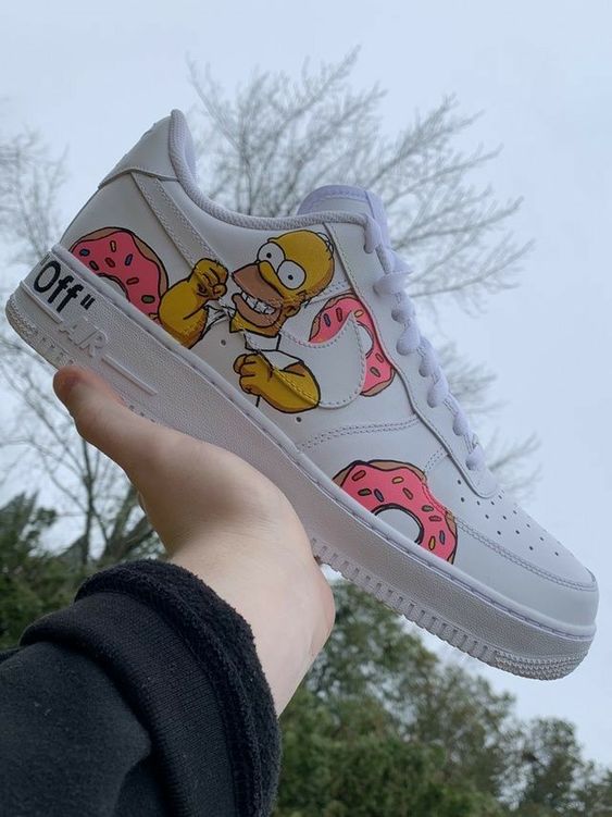 Simpsons Donut Pattern Pink Yellow Custom Air Force 1