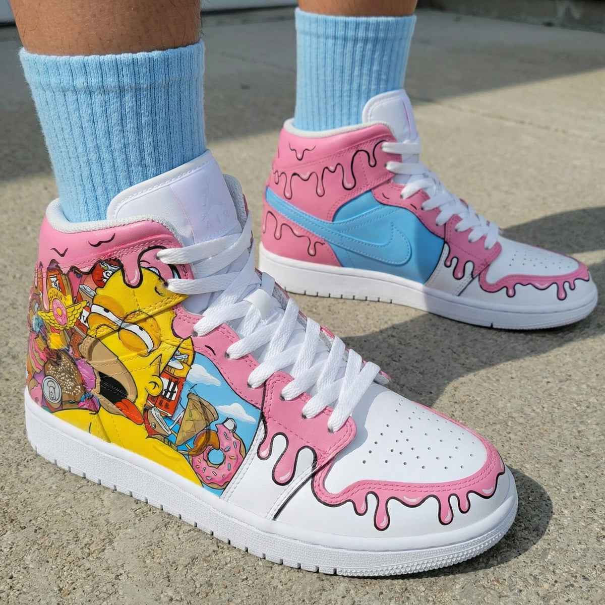 Simpsons Theme Baby Pink Baby Blue Custom Air Jordan 1