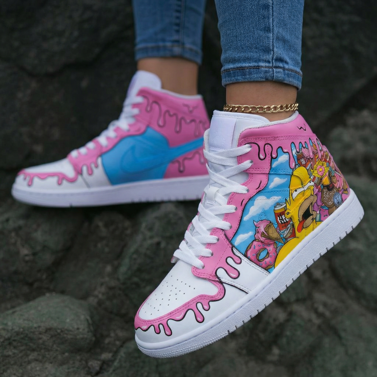 Simpsons Theme Baby Pink Baby Blue Custom Air Jordan 1
