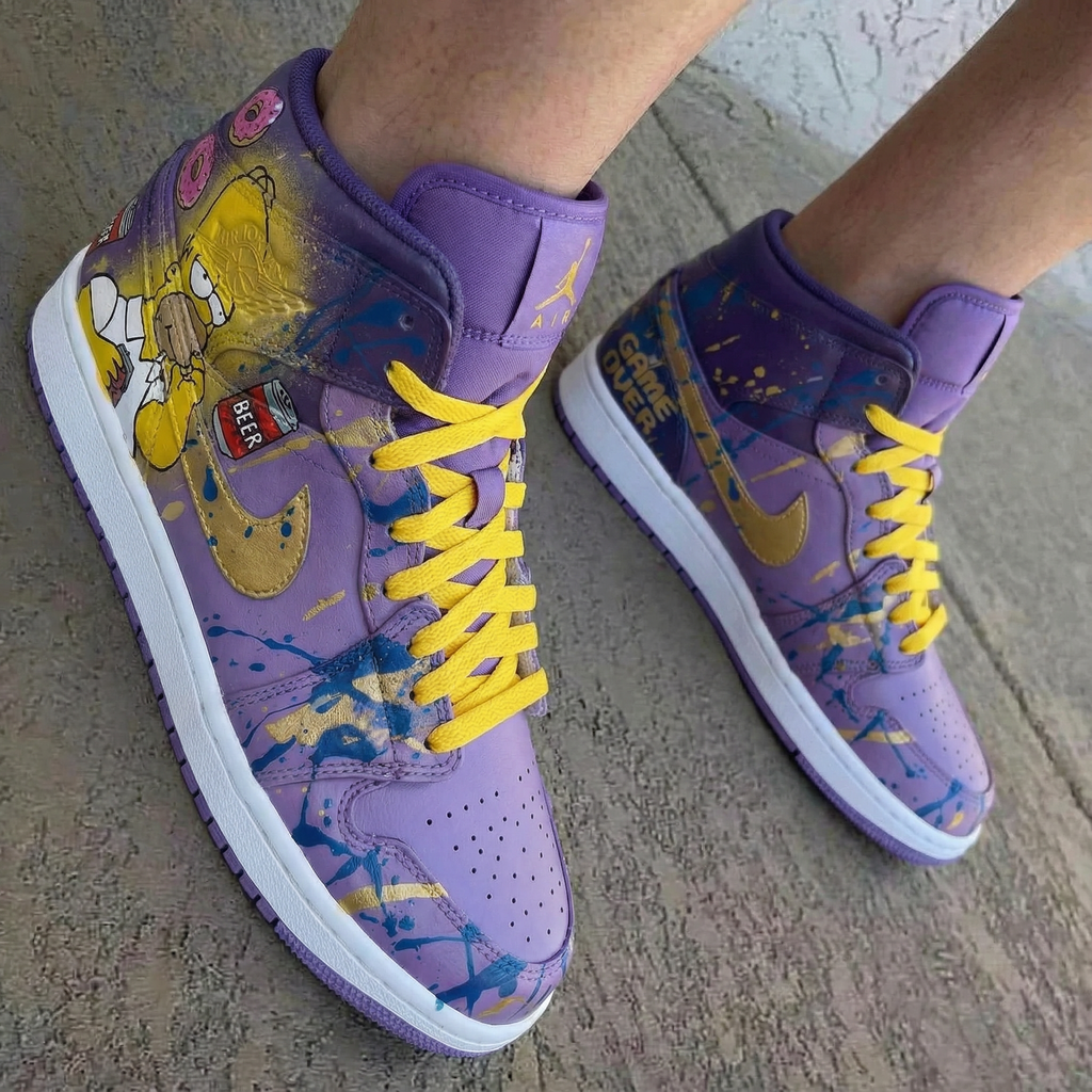 Simpsons Themed Purple Yellow Custom Air Jordan 1