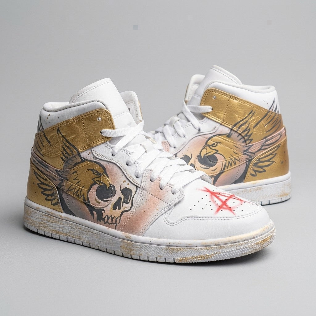 Skull Eagle Gold Baby Pink Custom Air Jordan 1