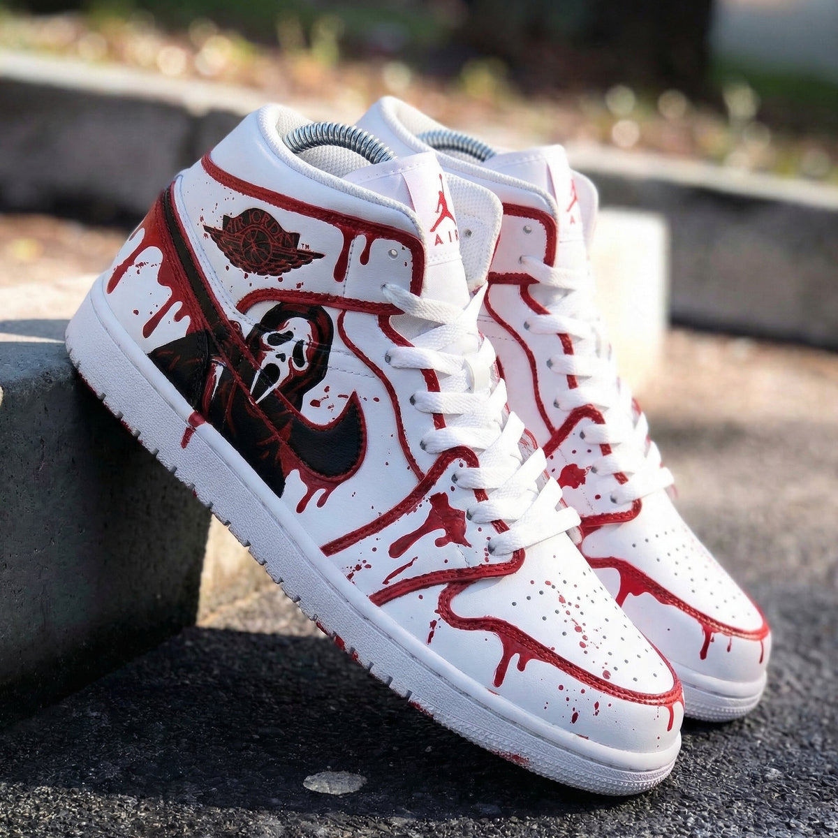 Slasher Movie Theme Red Black Custom Air Jordan 1