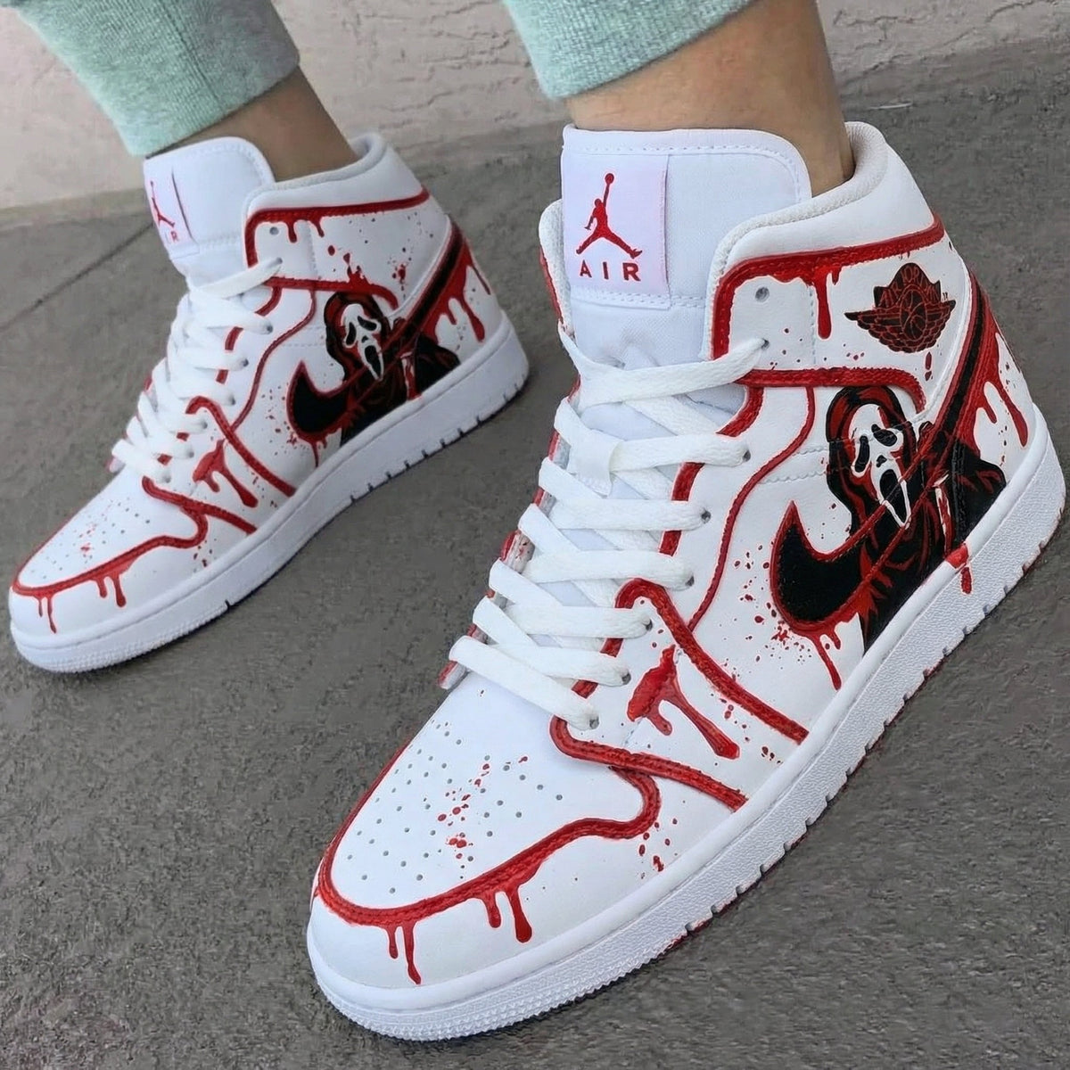 Slasher Movie Theme Red Black Custom Air Jordan 1