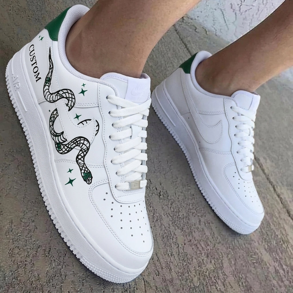 Snake Stars White Green Custom Air Force 1