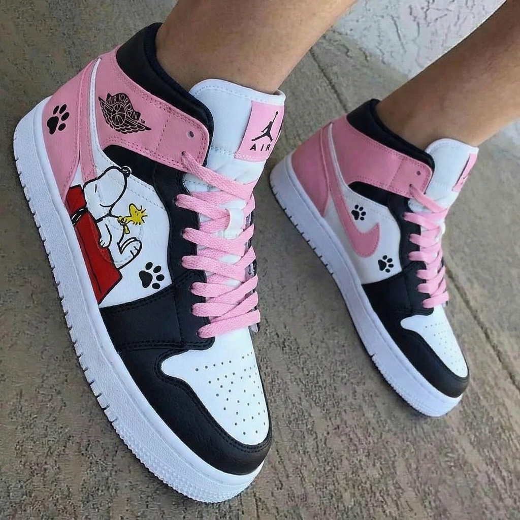 Snoopy Paw Print Baby Pink White Custom Air Jordan 1