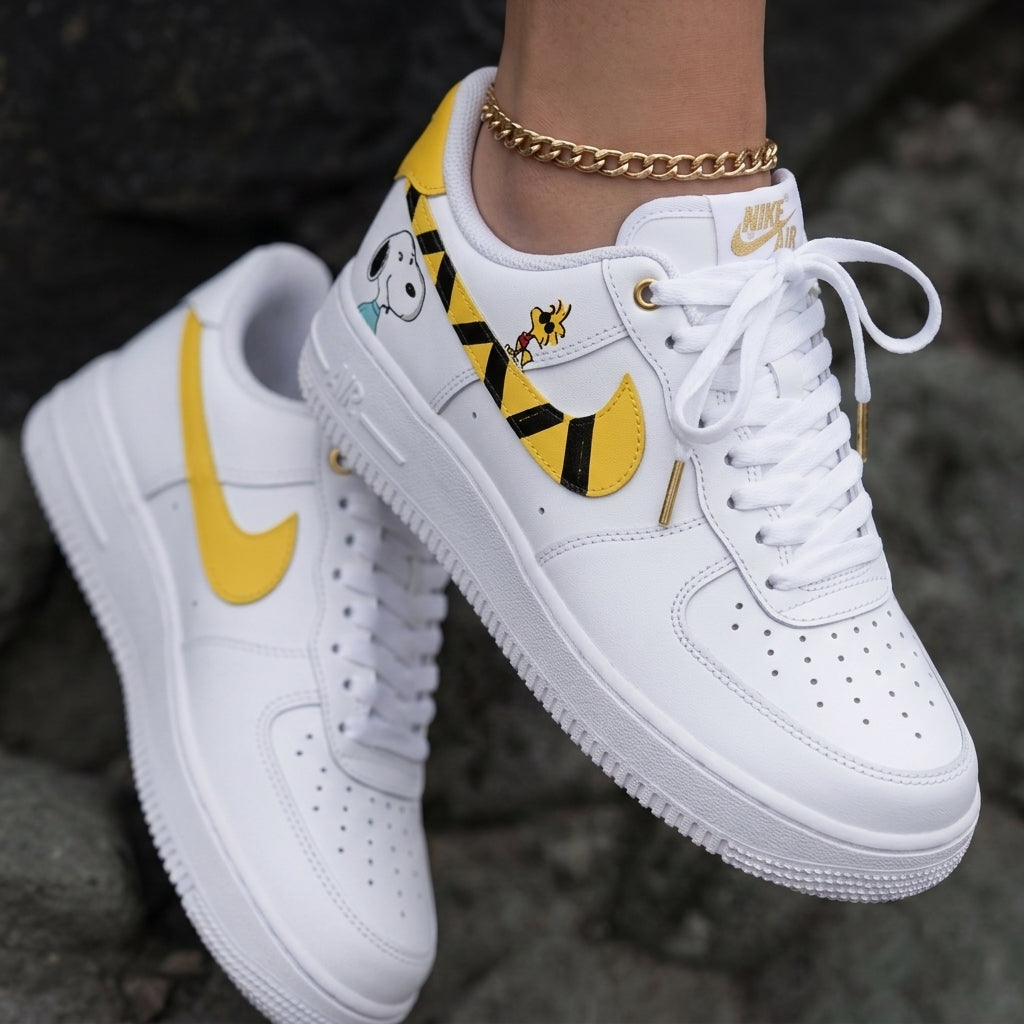 Snoopy Yellow Black Custom Air Force 1