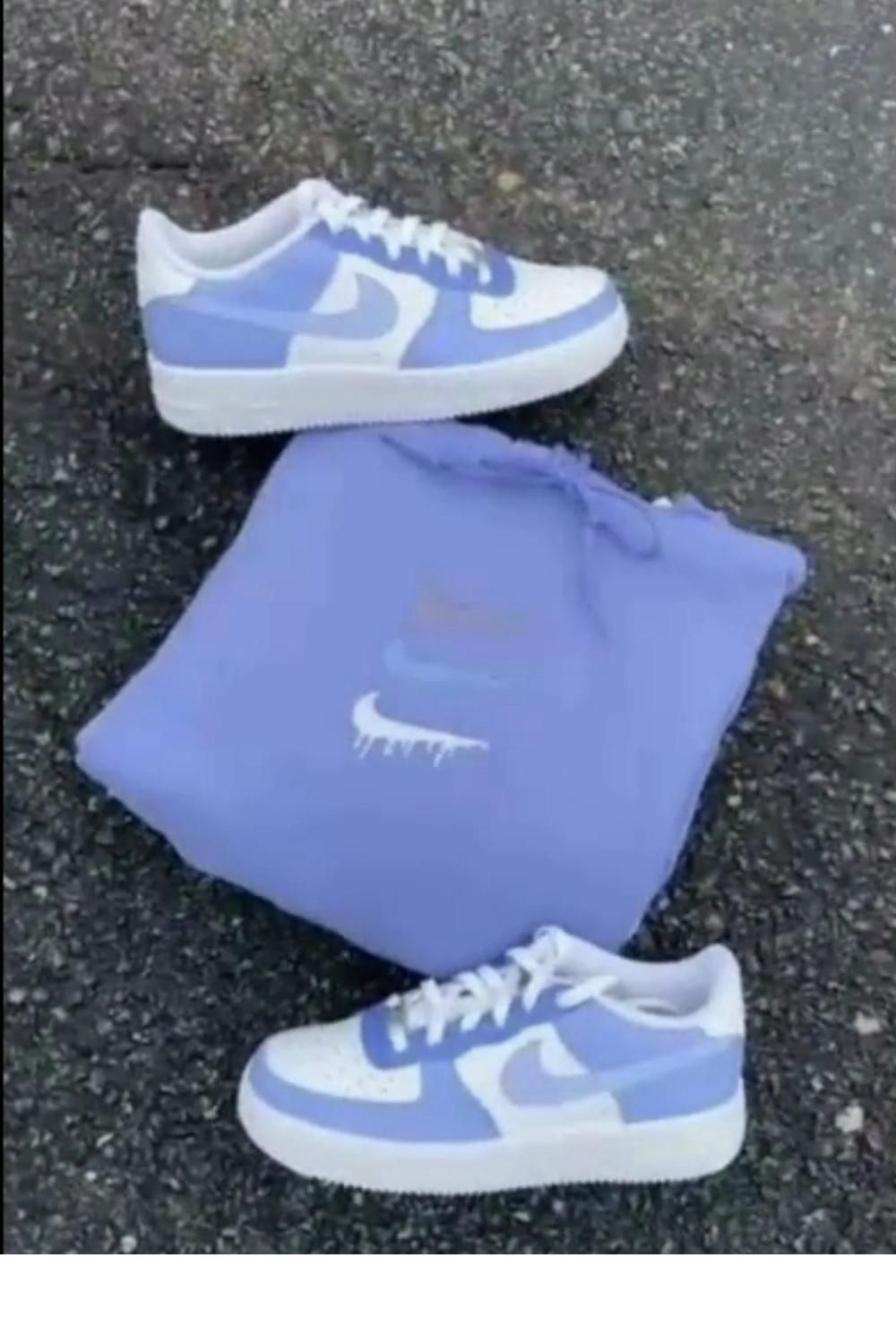 Soft Baby Blue and Pure White Custom Air Force 1