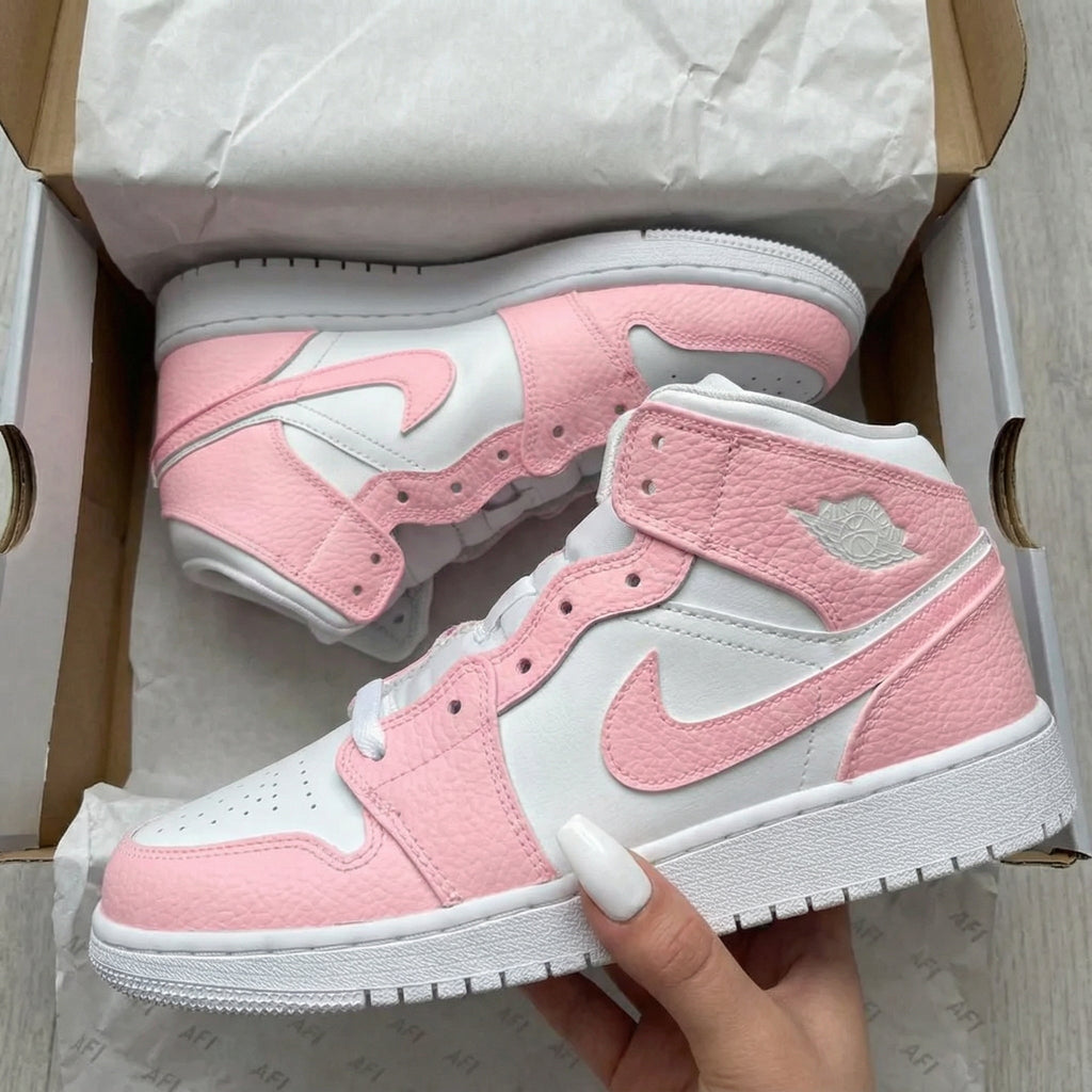 Soft Pink White Custom Air Jordan 1