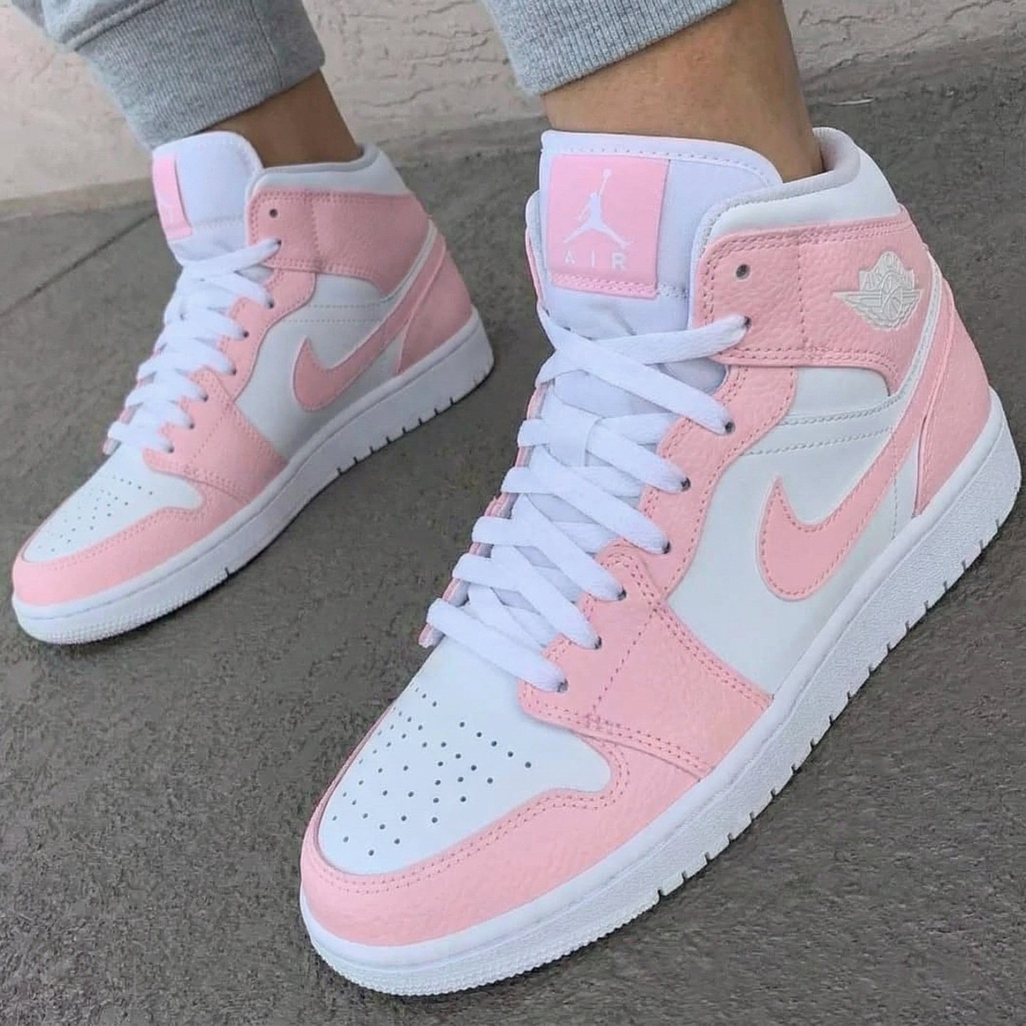 Soft Pink White Custom Air Jordan 1