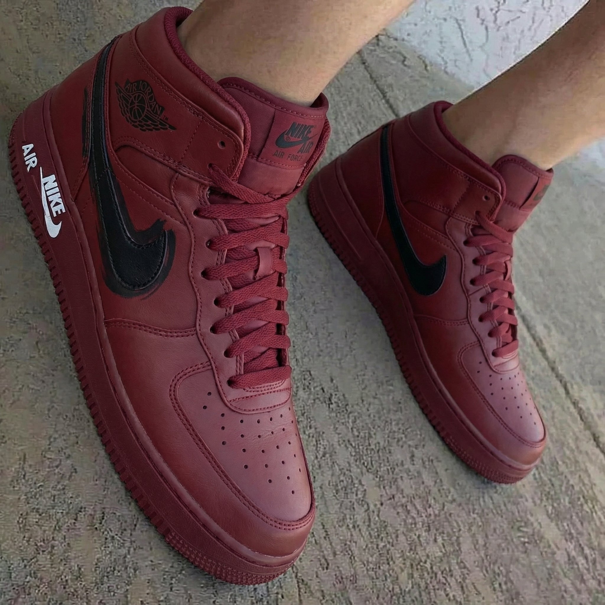 Solid Maroon Black Custom Air Jordan 1