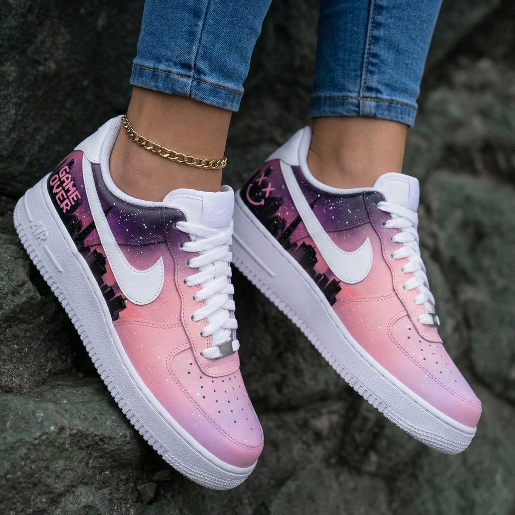 Space Cityscape Baby Pink Purple Custom Air Force 1