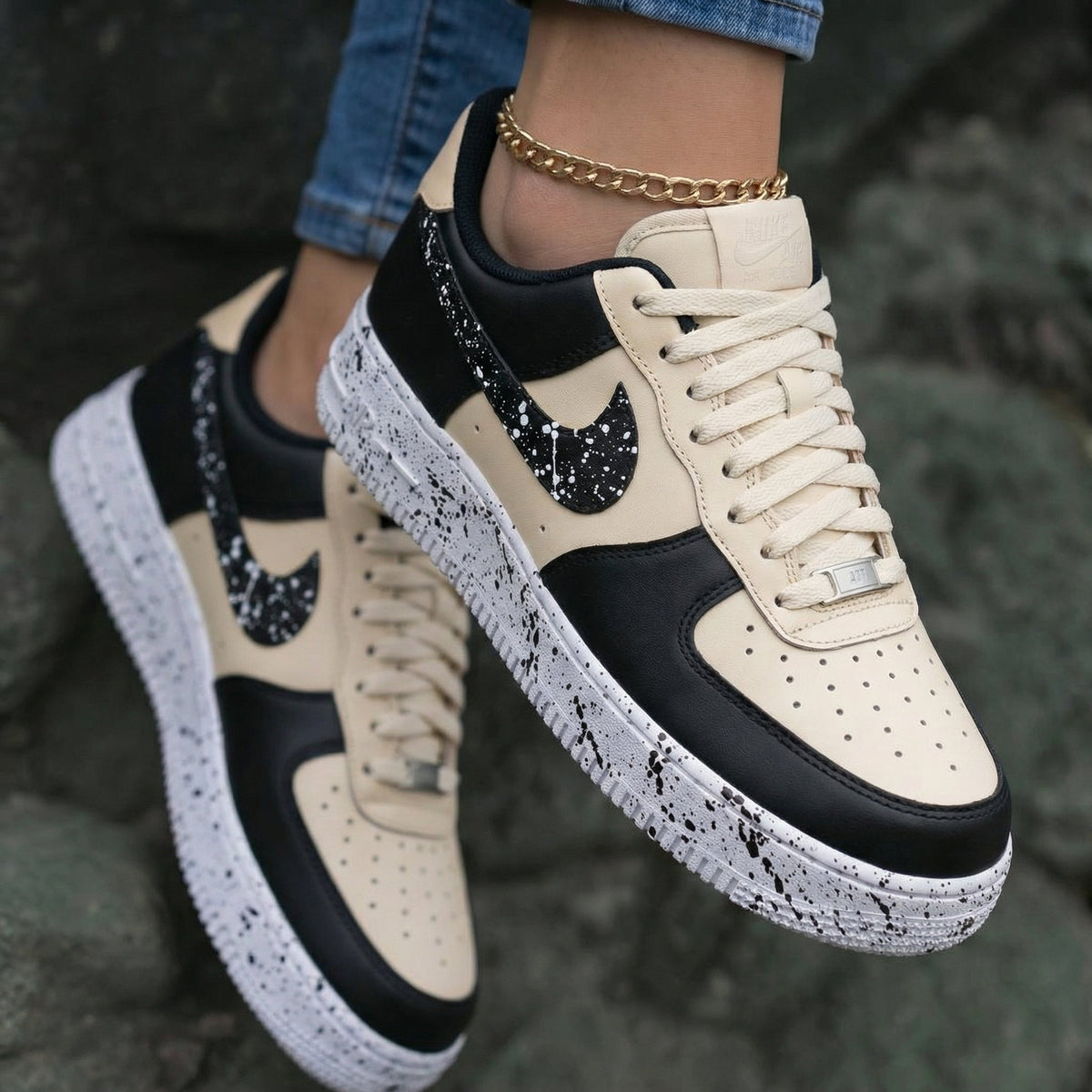 Speckle Beige Black Custom Air Force 1