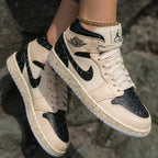 Speckle Cream Tan Black Custom Air Jordan 1