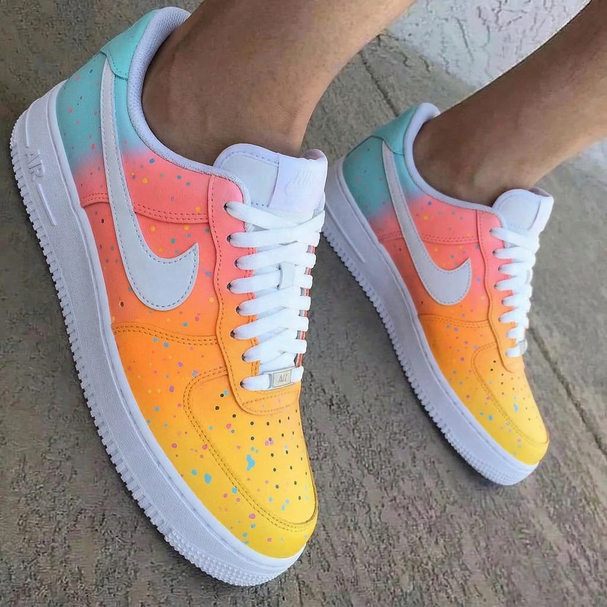 Speckle Gradient Baby Blue Pink Orange Yellow Custom Air Force 1